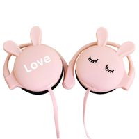 Cartoon Earphones 3D Animal Rabbit Earbuds,Cute Headphones Hands-Free Ear -Hook Style with Mic & Wired 3.5mm for Apple Samsung HTC Android Smartphones Tablets Headsets (Pink)