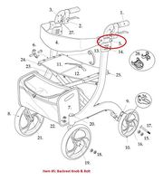 Backrest Locking Knob with Bolt for Drive RTL10266 Rollator Walker - Black