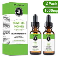 (2 Pack | 60mL) Organic Hemp Oil Extract for Pain Relief, Stress, Sleep (Pure & Natural) 1000mg Tincture Drops