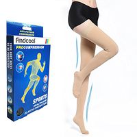 Findcool™ Thigh High Compression Stockings with Closed Toe 23-32 mmHg Medical Support Hose foe Women and Men Graduated Compression Thigh Support (Beige S)