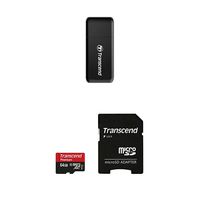 Transcend 64GB MicroSDXC Class10 UHS-1 Memory Card with Adapter 45 MB/s (TS64GUSDU1) with Card Reader
