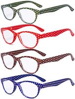 Eyekeppe 4 Pack Ladies Reading Glasses Polka Dots Cat-Eye Design Readers for Women Reading +2.50