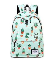 Yanaier Stylish School Backpack Bookbags College Laptop Satchel Travel Daypack Green Cactus