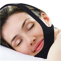 Snoring Reducing Chin Strap- Adjustable and Flexible with 2 Hook and Loop Connectors- High Quality Comfortable Anti-Snore Jaw Support for Better Sleep - Triangular Design (Black)