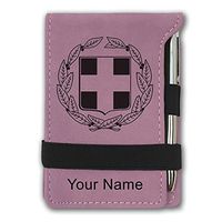 Mini Notepad, Coat of Arms Greece, Personalized Engraving Included (Pink)