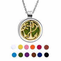 Angemiel 925 Sterling Silver Mother Daughter Necklace Cubic Zirconia Gold Anchor Aromatherapy Essential Oil Diffuser Locket Necklace