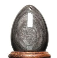 Yoni Eggs for Women, Genuine Rare Obsidian Yoni Egg, Strengthening Pelvic Floor Muscles, Kegels Exercise, Tightening Vaginal Weights, Natural Stone, Undyed, Unwaxed, Large - XL Silver Obsidian