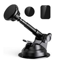 Magnetic Phone Car Mount, Universal Hands-Free Phone Holder for Car Dashboard Windshield, Adjustable Long Arm Strong Suction Cup Compatible Compatible with iPhone 11 Pro, Samsung & More (2019, Black)
