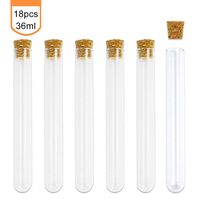 Superlady 18pcs 20x150mm 36ml Glass Test Tube with Wooden Stopper for Scientific Experiments, Party, Decorate the House, Candy Storage