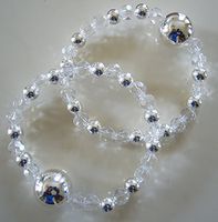 Queasy Beads® ~ Two (2) Authentic Stylish Motion Sickness Anti Nausea Acupressure Bracelets in Crystal Fantasy ~ Genuine, High Quality Sterling Silver & Faceted Crystals for Nausea Relief