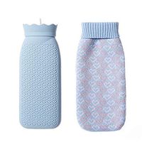 Microwave Heating Bottle Environmental Silicone Transparent Hot Water Bottle Hot Water Bag with Knit Cover, Hot & Cold Therapies
