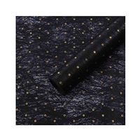 Pigeon Fleet Gold Dots Flower Wrapping Paper Black Bouquet Wrapping Paper, 20 Pcs