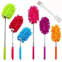 6 Pack Telescoping Microfiber Duster, 12-30 inch 90°Flexible Extendable Retractable Duster, for Home Office Car Dust Cleaning