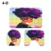 Ultra Soft Indoor Modern Floor Carpet Anti-Slip Provides Protection African Girl Pattern Bathroom Shower Curtain Pedestal Rug Lid Toilet Cover Bath Mat Set 1# D