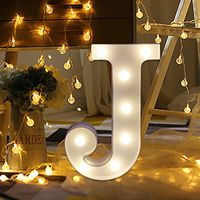 QIUUE 26 Letters LED Lights - Alphabet LED Letter Lights Light Up White Plastic Letters Standing Hanging A-N (J)