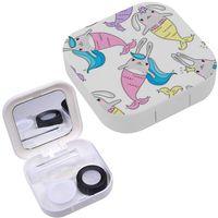 Portable Contact Lens Case Box Travel Kit Mirror + Bottle + Tweezers Container Holder [ Magic Cute Mermaids ]