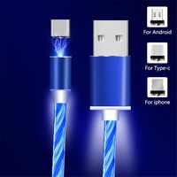 Jannyshop Trinity Magnetic Absorption Data Cable Three-in-One 360-Degree Innovative 7-Color Streamer Cable (Blue, 3 in 1)