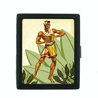 Perfection In Style Metal Cigarette Case Vintage Hawaiian Art Design 011