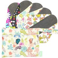Wegreeco Bamboo Reusable Sanitary Pads - Cloth Sanitary Pads | Light Incontinence Pads | Reusable Menstrual Pads with Wet Bag - Pack of 5, 1 Cloth Mini Wet Bag Bonus (Medium, Mix Prints)
