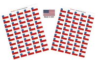 Made in USA! 100 Country Flag 1.5" x 1" Self Adhesive World Flag Stickers, Two Sheets of 50, 100 Sticker Flags Total (Chile)