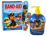 "Safety First" PAW Patrol Band-aid Brand Bandages! Plus Bonus PAW Patrol Barking Berry 8oz Hand Soap!
