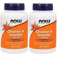 NOW Choline and Inositol 500mg, 100 Capsules (Pack of 2)