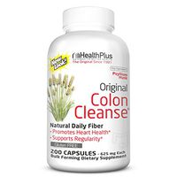 Health Plus Colon Cleanse - Natural Daily Fiber - Gluten Free, Detox, Heart Healthy (200 Capsules, 33 Servings)