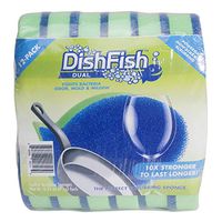 DishFish Dual Scrubber Stay Clean Scrub Sponge, Non-Scratch, No-Smell, 12 Count