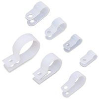 Rustark 250Pcs 7 Sizes White Nylon R-type Cable Clamp Cable Organizer Cord Clips for Wire Management 