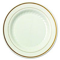 WNA MP6IPREM Masterpiece Plastic Plates, 6 in, Ivory w/Gold Accents, Round (Case of 150)
