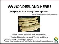 Pasak Bumi/LONGJACK/TONGKAT ALI Pure Root 50:1 Extract Powder 400 x 100 Capsules