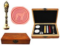 MNYR Greyhound Whippet Dog Luxury Wood Box Bronze Metal Peacock Wedding Invitations Gift Cards Paper Stationary Envelope Seals Custom Logo Wax Seal Sealing Stamp Wax Sticks Melting Spoon Wood Gift Kit