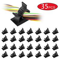 NICEKEY Adjustable Cable Clips with Strong Adhesive Nylon Cable Clamps Management Drop Wire Holder for Car, Home and Office (35 PC, Black)