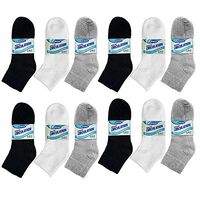 12 Pairs Diabetic Ankle Quarter Crew Circulatory Socks Health Women Men Fit 9-11