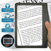 3X Large Ultra Bright LED Page Magnifier with 12 Anti-Glare Dimmable LEDs (Provide More Evenly Lit Viewing Area & Relieve Eye Strain)-Ideal for Reading Small Prints & Low Vision