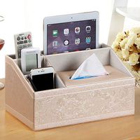T-ZJHC Home Tissue Box Multi-Function Desktop Storage Box Hotel, trapezoidal Classic Gold Embroidery
