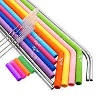 Hongyu ltd 8 pcak Reusable Silicone Straws Boba Tea Straws & 4 Pack Reusable Stainless Steel Straws with 4 Cleaning Brushes for 20 30 oz Tumbler Yeti/Rtic - Extra Long - BPA Free - No Rubber Taste