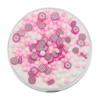 bromrefulgenc Slime Stress Reliever Toy,60ml Fruit Chips Beads DIY Cotton Plasticine Mud Clay Slime Educational Fun Gift for Children White Pink Pitaya