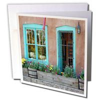 turquoise window and door - Greeting Cards, 6 x 6 inches, set of 6 (gc_112664_1)