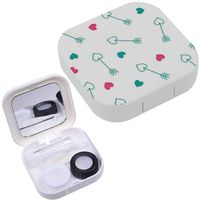 Portable Contact Lens Case Box Travel Kit Mirror + Bottle + Tweezers Container Holder [ Arrows Hearts ]