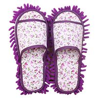 Frjjthchy Women's Floor Cleaning Mop Slippers Super Absorbency Microfiber Dusting Mopping Shoes with Removable Bottom (Women 4.5-6, Purple)