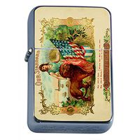 Perfection In Style Silver Flip Top Oil Lighter Vintage Tobacco Labels Design 006