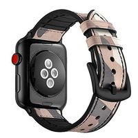 Aottom Compatible for Apple Watch Band 40mm 38mm Leather Silicone Hybrid Sweatproof Vintage Bracelet Wristband Men Women Replacement Band for 40mm 38mm iWatch Band Series 5/4/3/2/1, Camouflage Pink