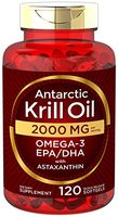 Antarctic Krill Oil 2000 mg 120 Softgels | Omega-3 EPA, DHA, with Astaxanthin Supplement Sourced from Red Krill | Maximum Strength | Laboratory Tested