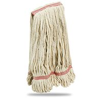 Libman Commercial 972 Large Looped-End Wet Mop, Recycled Cotton Blend, 20 oz, White with Red Bands (Pack of 6)
