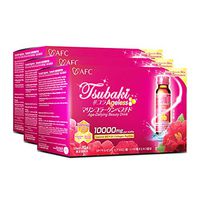 AFC Japan Tsubaki Ageless Beauty Collagen Drink from Japan with 10,000mg Marine Collagen Peptides + 500mg Royal Jelly + Hyaluronic Acid + Vitamin Bs & C for Skin Revitalization (1.69fl.ozx10sx3)