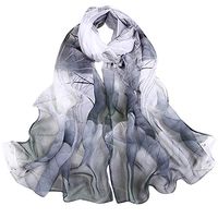 Theoylos Scarfs for Women Lightweight Floral Print Shawl Wraps Holiday Scarf Gift Ladies Soft Chiffon Scarves Black