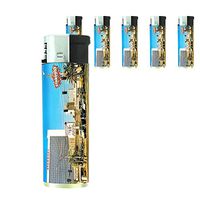 Vintage Las Vegas Strip Lighters S11 Set of 5 Electronic Flame Cigarette Smoking