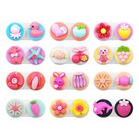 12 Pack Cute Colourful Contact Lens Case Favorite Box Holder Container Travel Portable Soak Storage Kit Spare Fun Cartoon Flower Crown Animal Fruit Love Vegetable Dolphin Rabbit Candy (12 Cartoon)