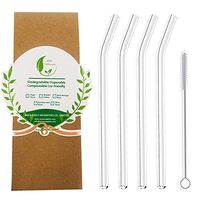 Reusable Glass Straws For Travel And Smoothie Bendy Straws Flexible Glass,Bent Drinking straws with cleaner 4pcs Easy Clean
